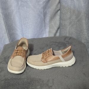 BOBS from Skechers Tan and Cream Flats